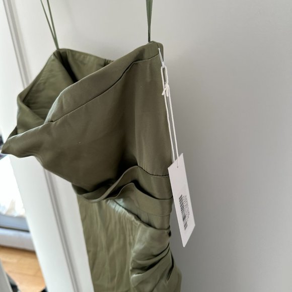 NWT Reformation Barrow Silk Maxi Dress Sz 6 in Artichoke Strapless Wrap - Picture 9 of 12